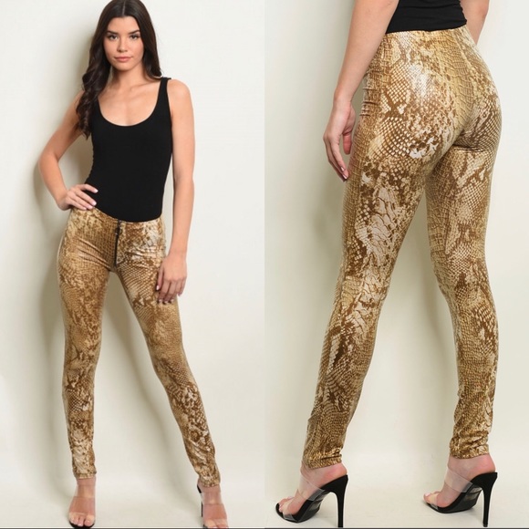 Snake Print pleather skinny pants - Picture 1 of 2